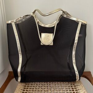 Victorias Secret black gold mesh bag. Like new